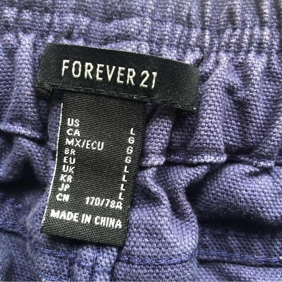 Forever 21 Navy Blue Vintage Cargo Pants Double Pocket Women’s Size L High Waist - Picture 11 of 16